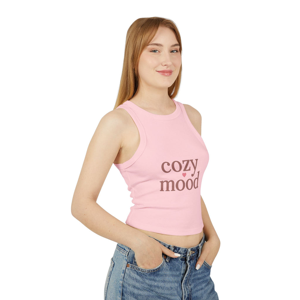 Cozy Mood Tank Top — Women's Ribbed Racerback Casual Crop