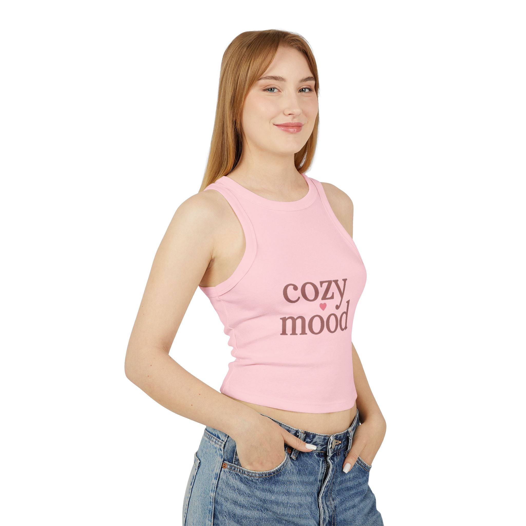 Cozy Mood Tank Top — Women's Ribbed Racerback Casual Crop