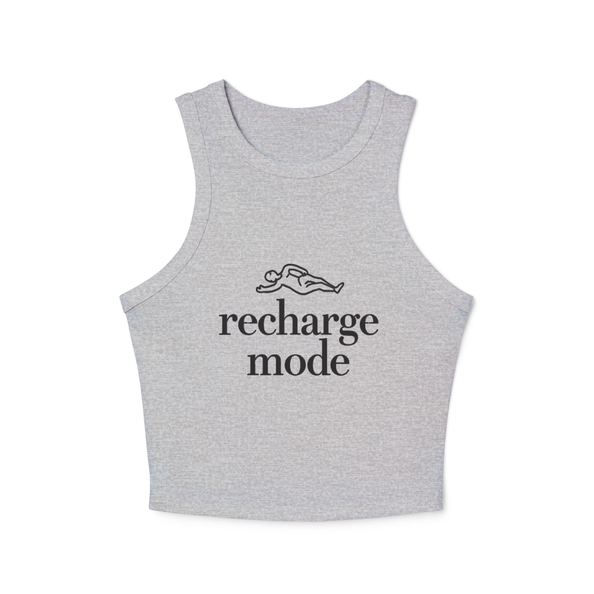 Recharge Mode Racer Tank Top - Women's Relaxed Ribbed Crop Tank with 'recharge mode' Graphic