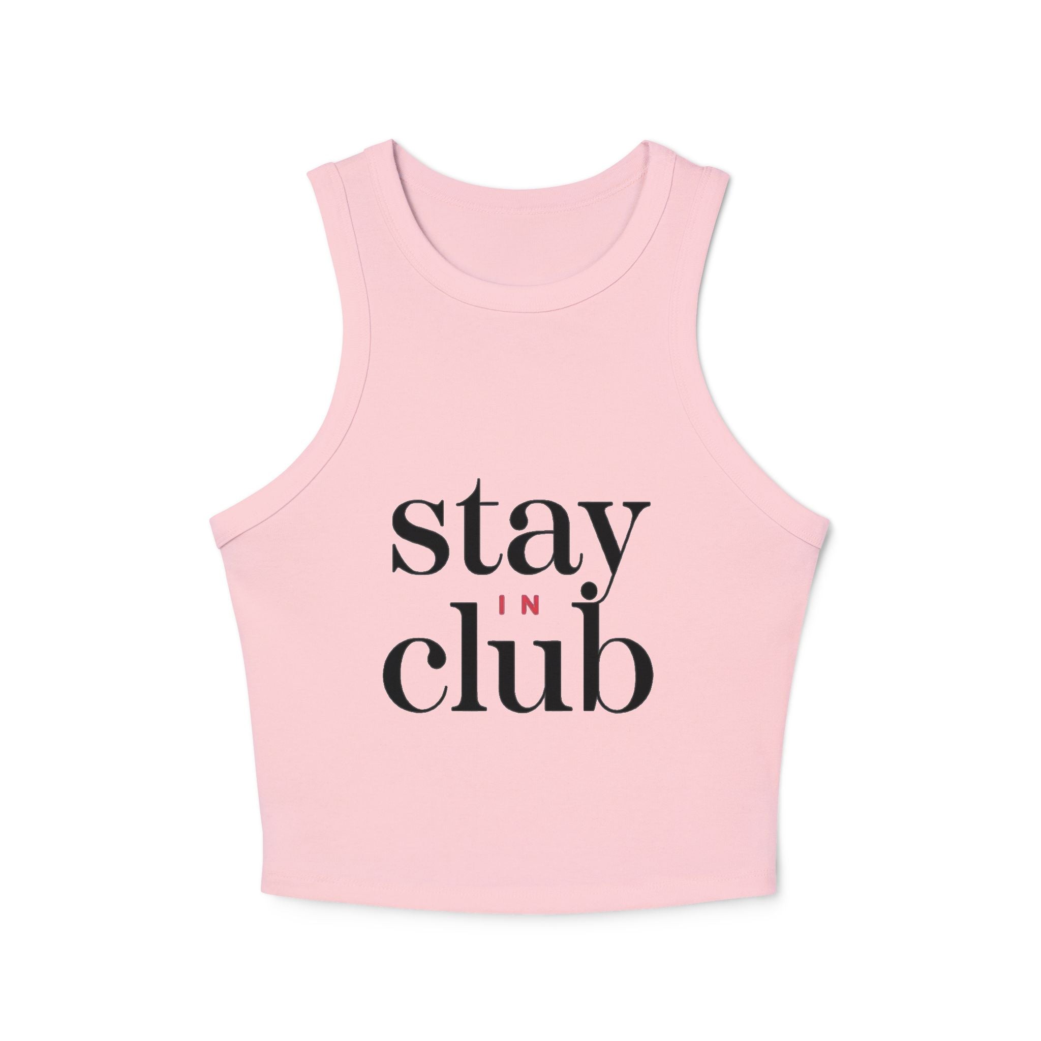 Stay In Club Crop Tank Top — Women's White Ribbed Racerback