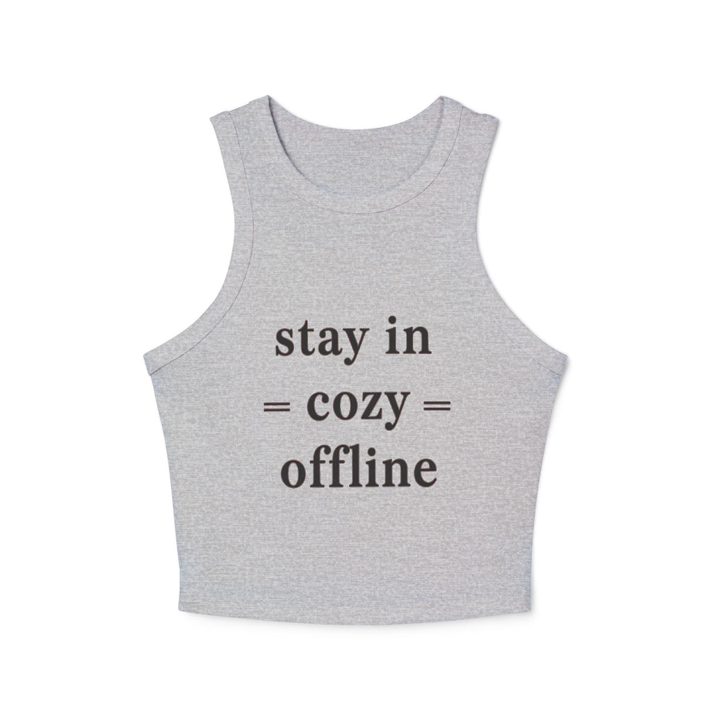 Cozy Offline Racer Tank — Stay In Cozy Offline Women's Ribbed Crop Top