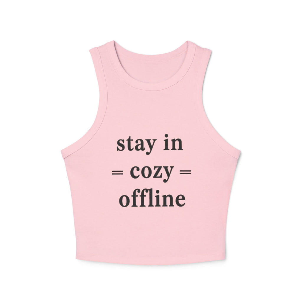 Cozy Offline Racer Tank — Stay In Cozy Offline Women's Ribbed Crop Top