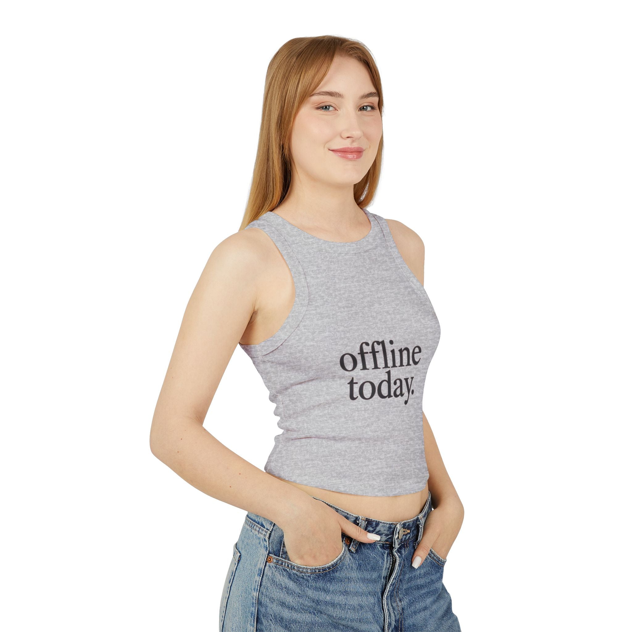 Offline Today Racer Tank Top — Women's Casual White Crop Tank