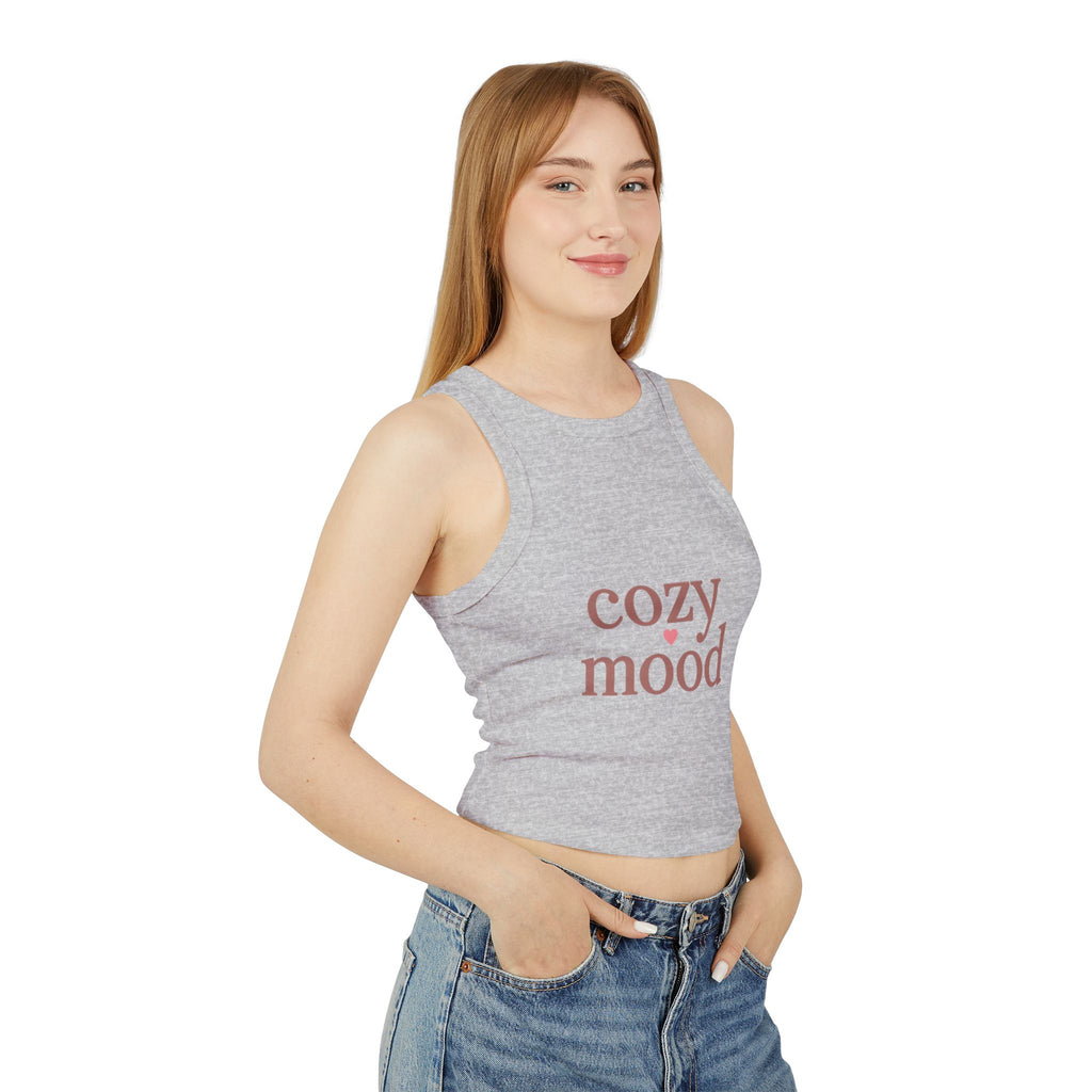 Cozy Mood Tank Top — Women's Ribbed Racerback Casual Crop