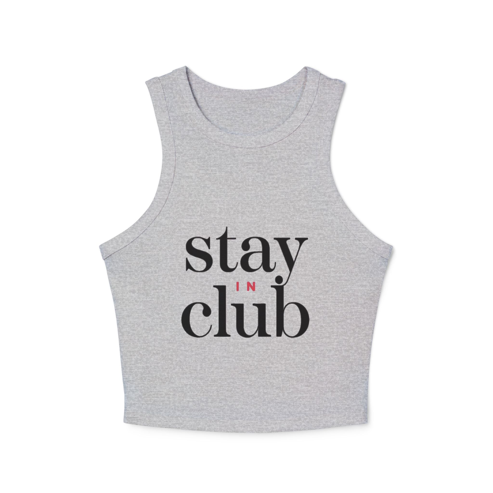 Stay In Club Crop Tank Top — Women's White Ribbed Racerback